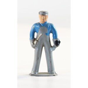 Barclay Manoil Train Conductor Carrying Tools Lead Figure 1950s Vintage Lead Toy